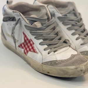 Golden Goose Mid Star Red and Glue Gingham Size 8